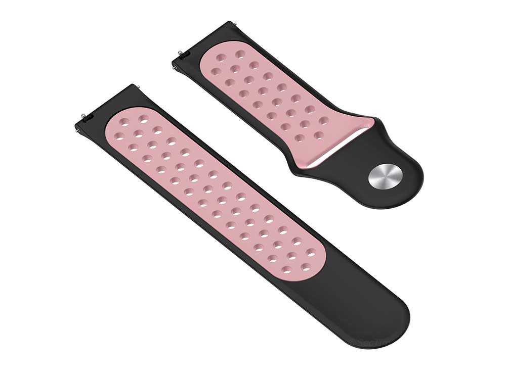 Replacement Silicone Watch Strap Band For Fitbit Versa 1, 2, Lite Black/Pink - 05 M2