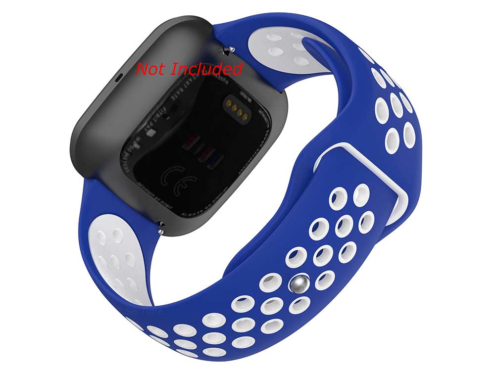 Replacement Silicone Watch Strap Band For Fitbit Versa 1, 2, Lite Blue/White - 02 M2