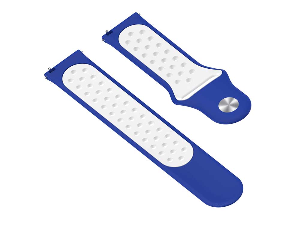 Replacement Silicone Watch Strap Band For Fitbit Versa 1, 2, Lite Blue/White - 05 M2
