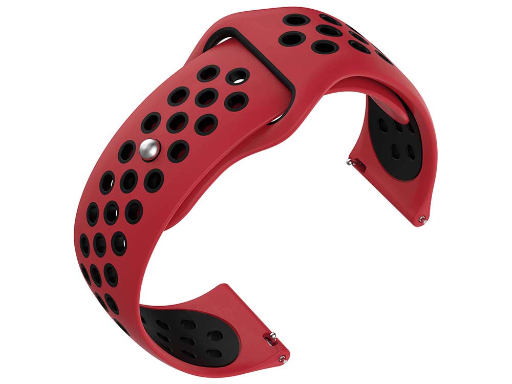 Replacement Silicone Watch Strap Band For Fitbit Versa 1, 2, Lite Red/Black - 03 M2