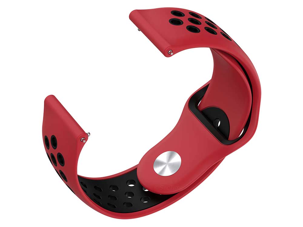 Replacement Silicone Watch Strap Band For Fitbit Versa 1, 2, Lite Red/Black - 04 M2