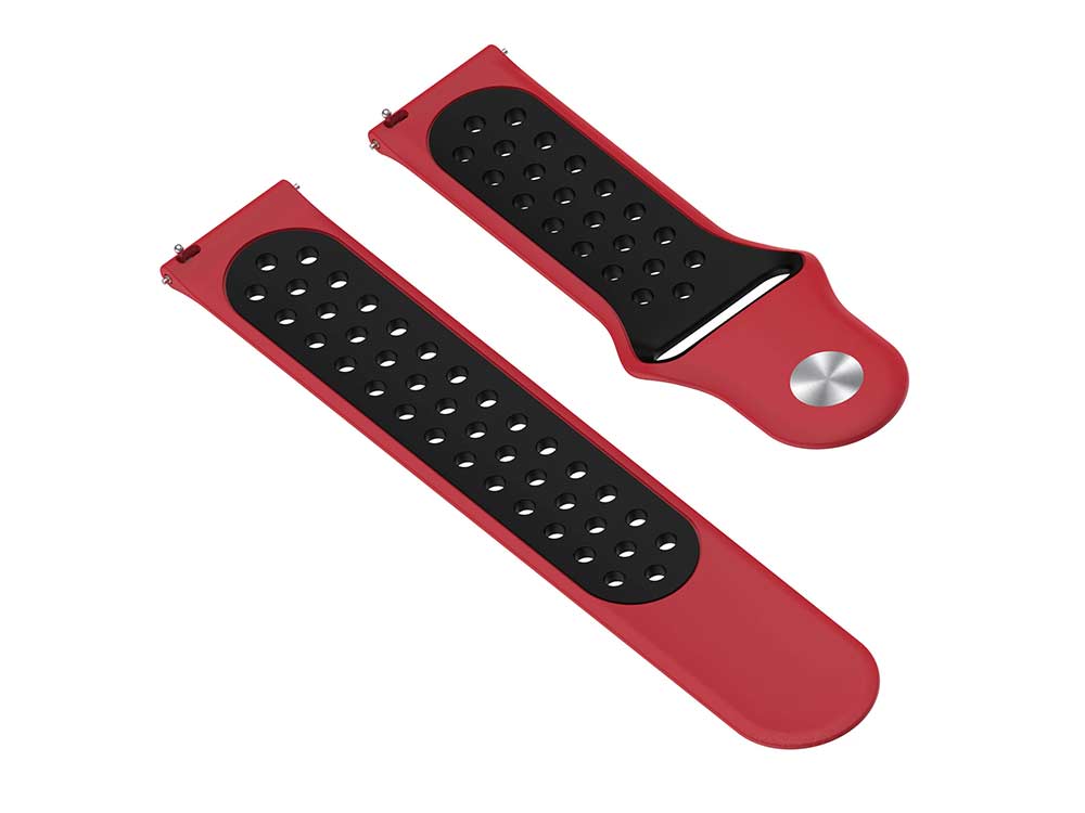 Replacement Silicone Watch Strap Band For Fitbit Versa 1, 2, Lite Red/Black - 05 M2