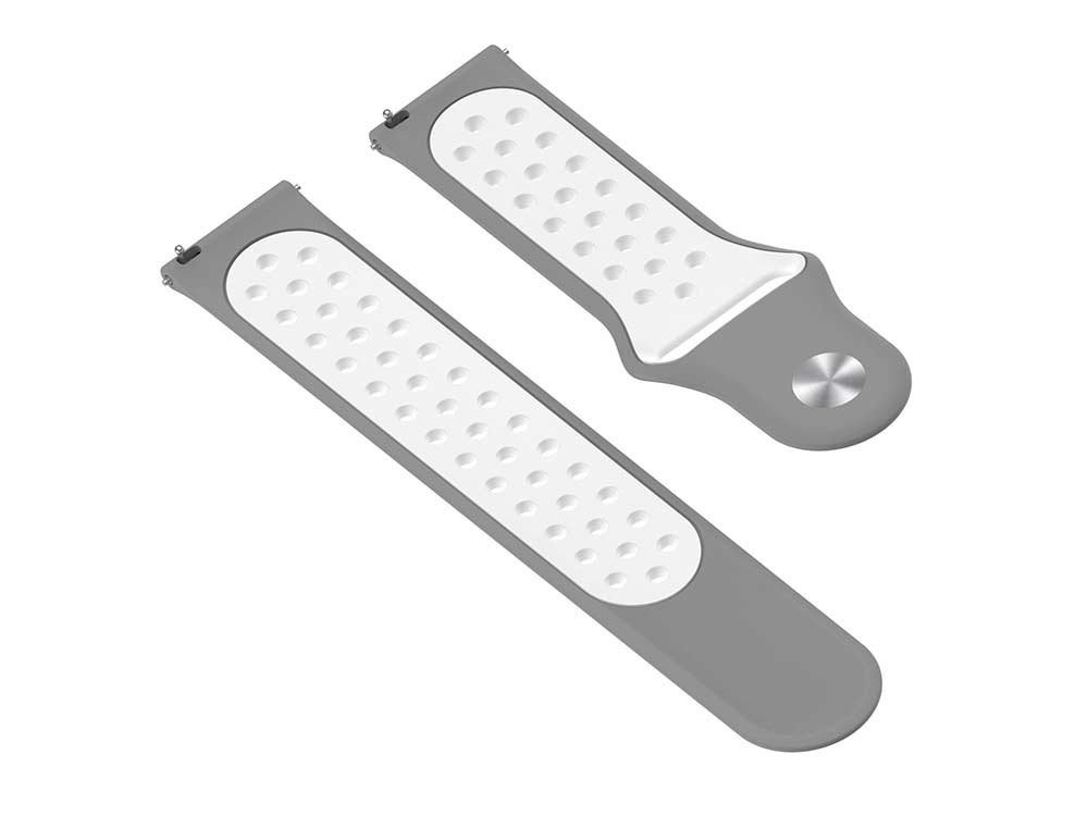 Replacement Silicone Watch Strap Band For Fitbit Versa 1, 2, Lite Grey/White - 05 M2