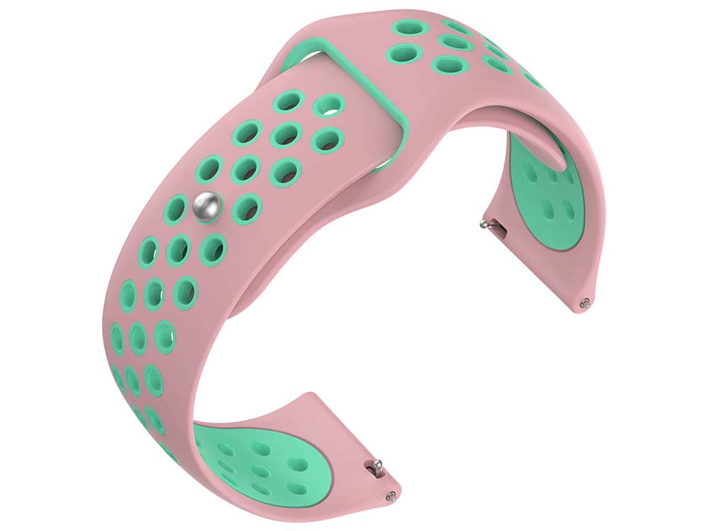 Replacement Silicone Watch Strap Band For Fitbit Versa 1, 2, Lite Pink/Turquoise - 03 M2