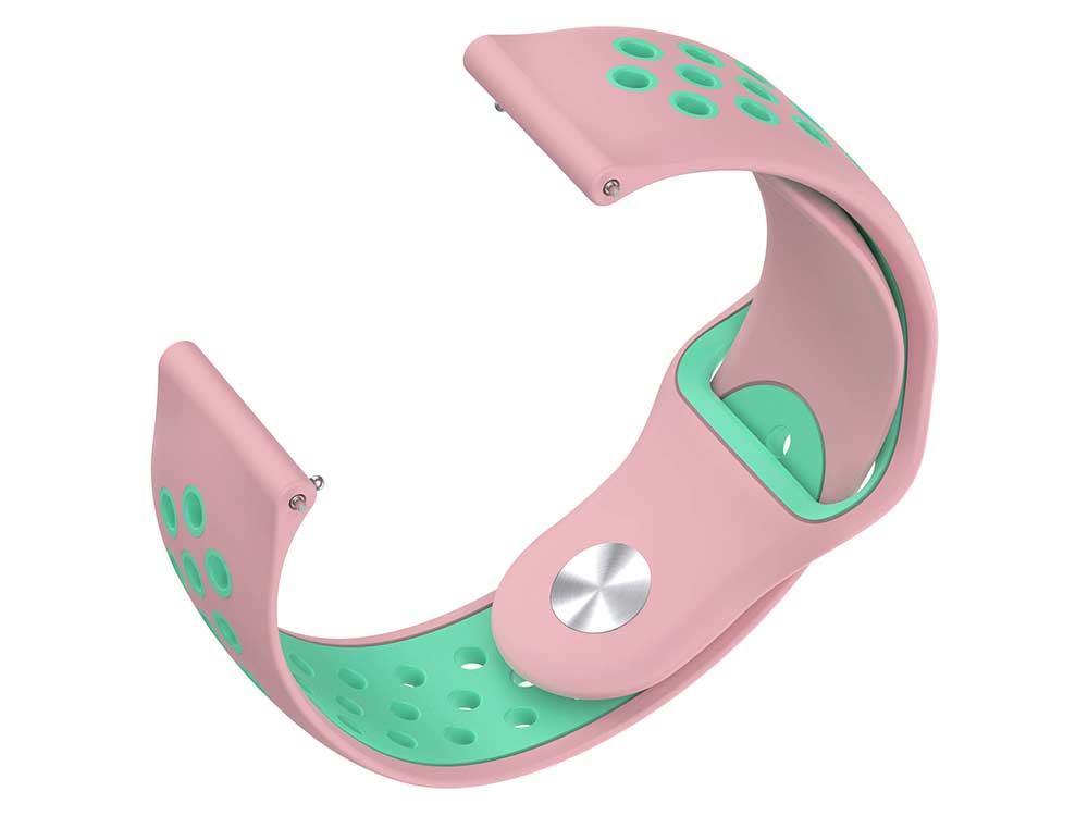 Replacement Silicone Watch Strap Band For Fitbit Versa 1, 2, Lite Pink/Turquoise - 04 M2