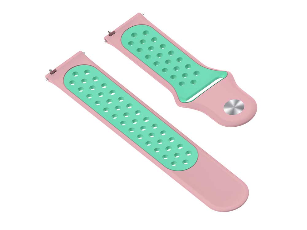 Replacement Silicone Watch Strap Band For Fitbit Versa 1, 2, Lite Pink/Turquoise - 05 M2