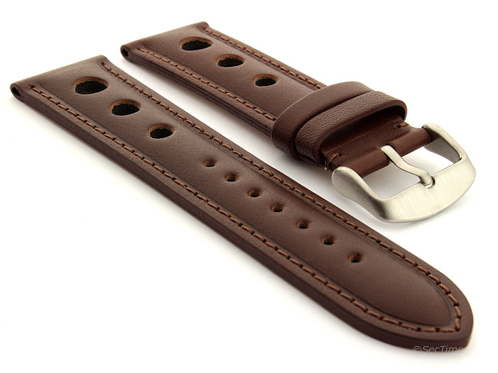 Mens Rally Racing Style Genuine Leather Watch Strap Band Monte Carlo SS