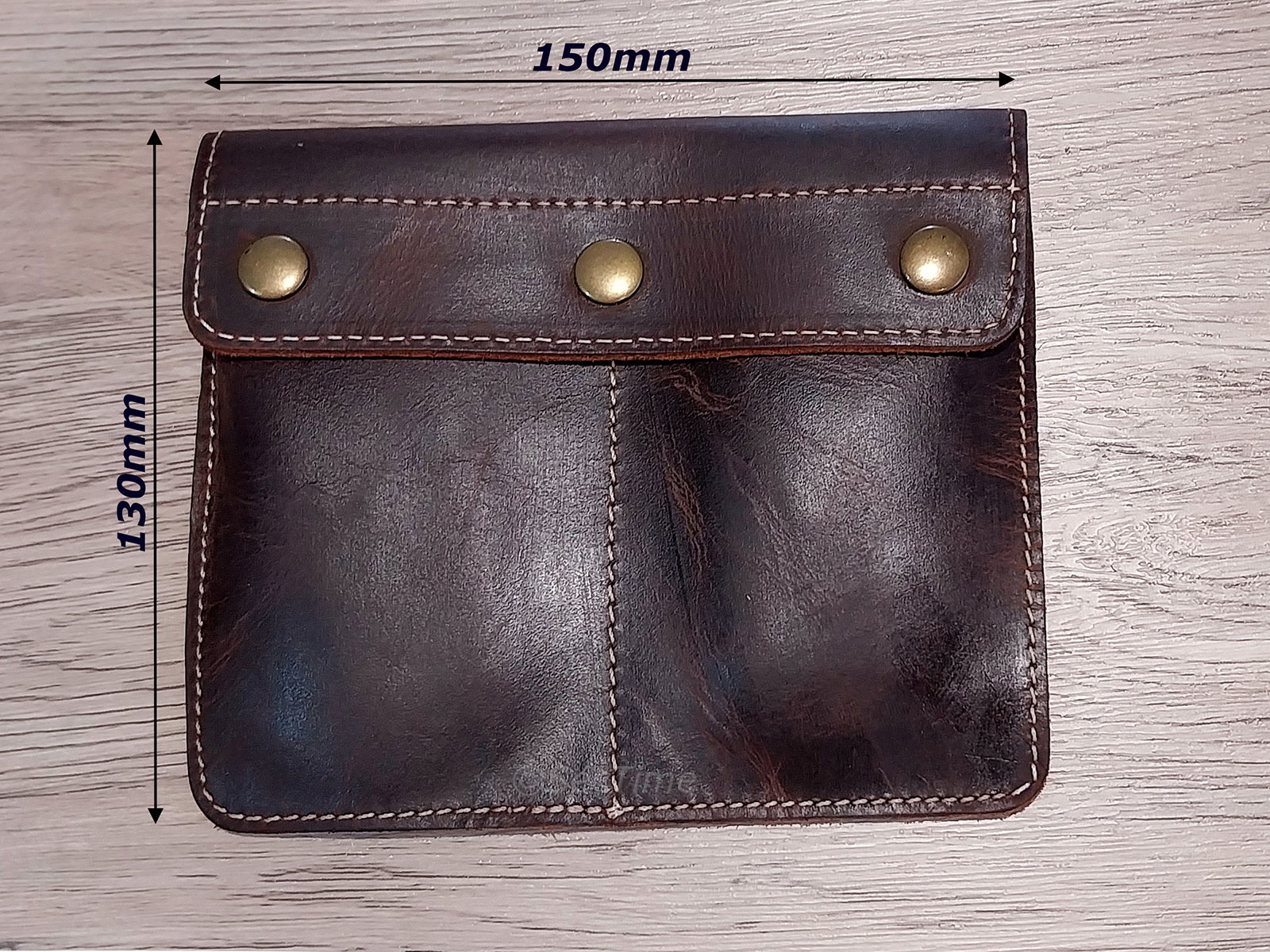 Genuine Leather Watch Pouch for 2 Wristwatches Dark Brown 05