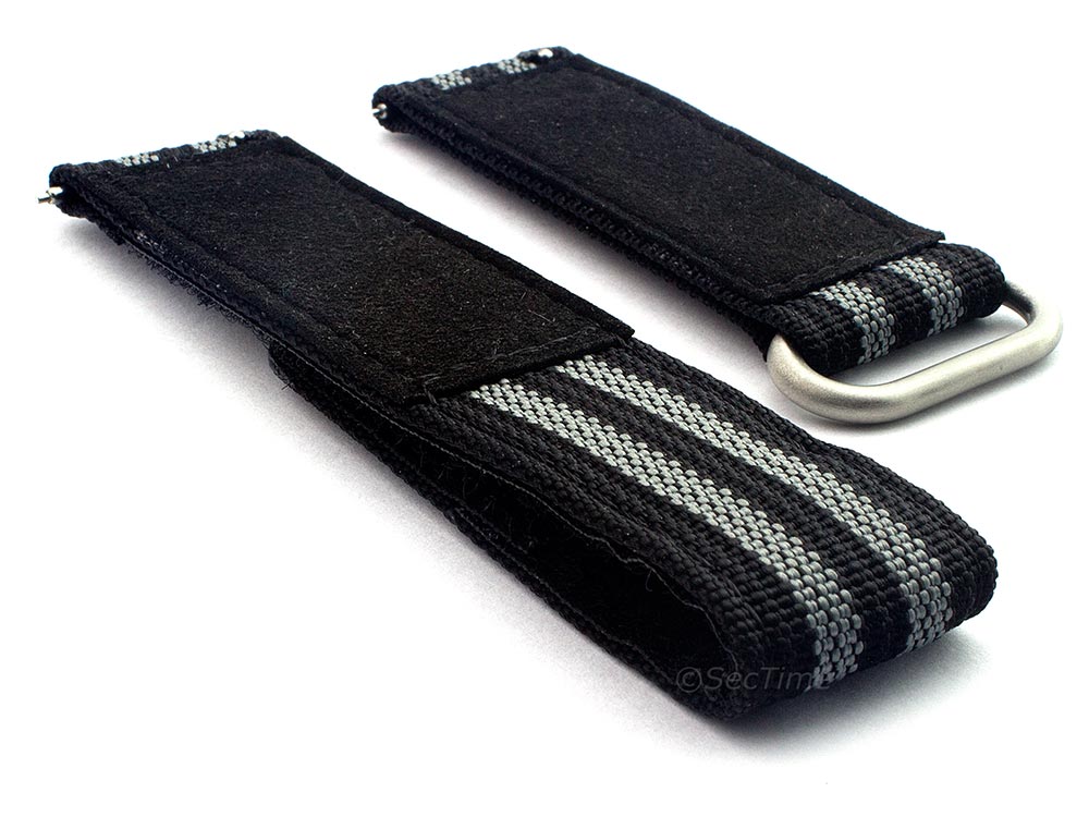 Quick Release Watch Strap Ribbed Nylon Hook & Loop TP 18mm