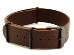 Genuine Leather Nato Watch Strap PVD Hardware Dark Brown 20mm
