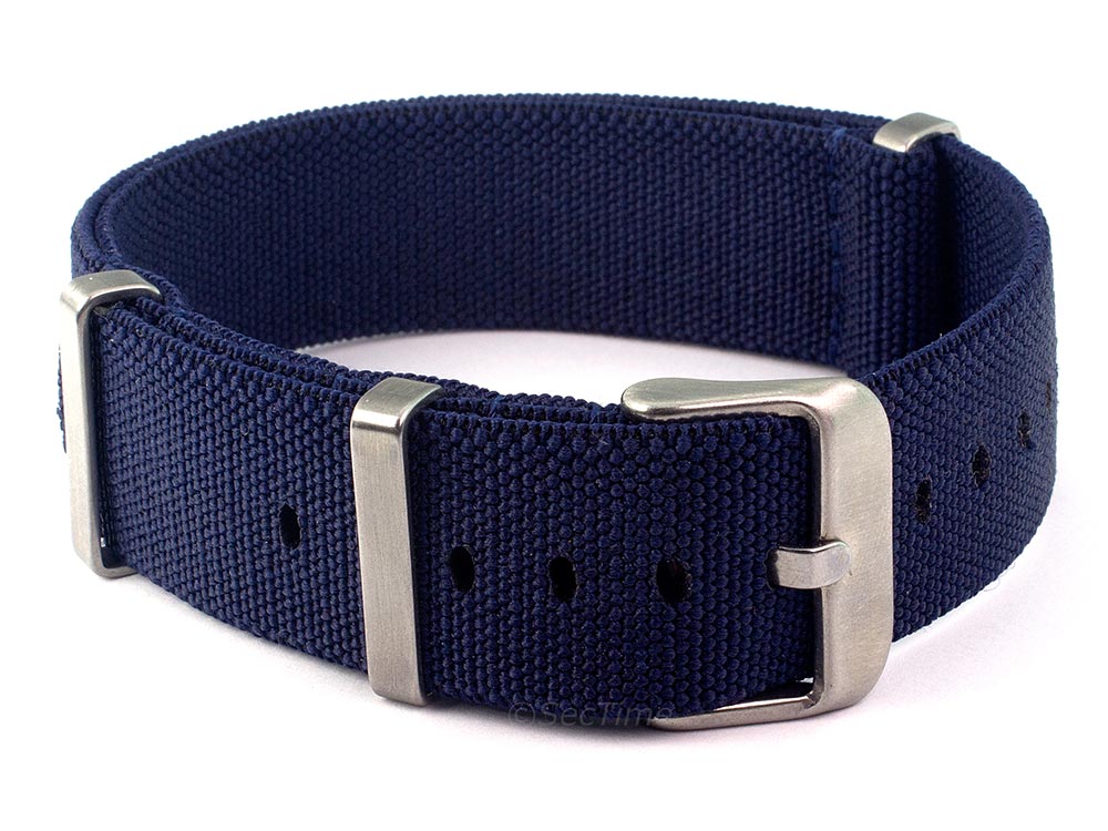 Elastic Nylon/Rubber Nato Watch Strap Military Divers Navy Blue 02