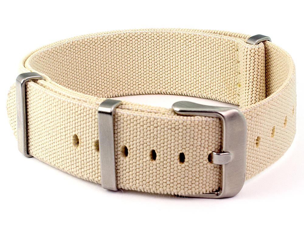 Elastic Nylon/Rubber Nato Watch Strap Military Divers Beige 02