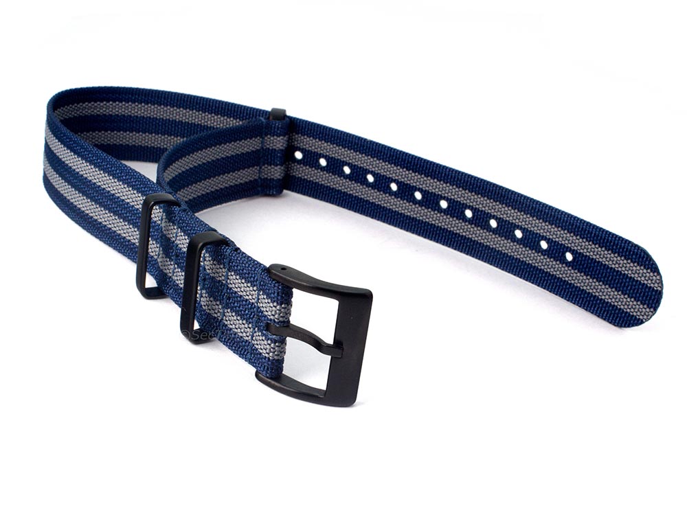 Ribbed Nylon Nato Watch Strap PVD Military Divers Navy Blue/Grey (5) 02