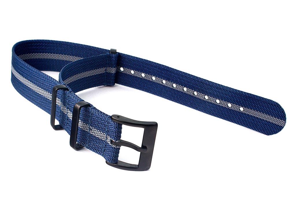 Ribbed Nylon Nato Watch Strap PVD Military Divers Navy Blue/Grey (3) 02