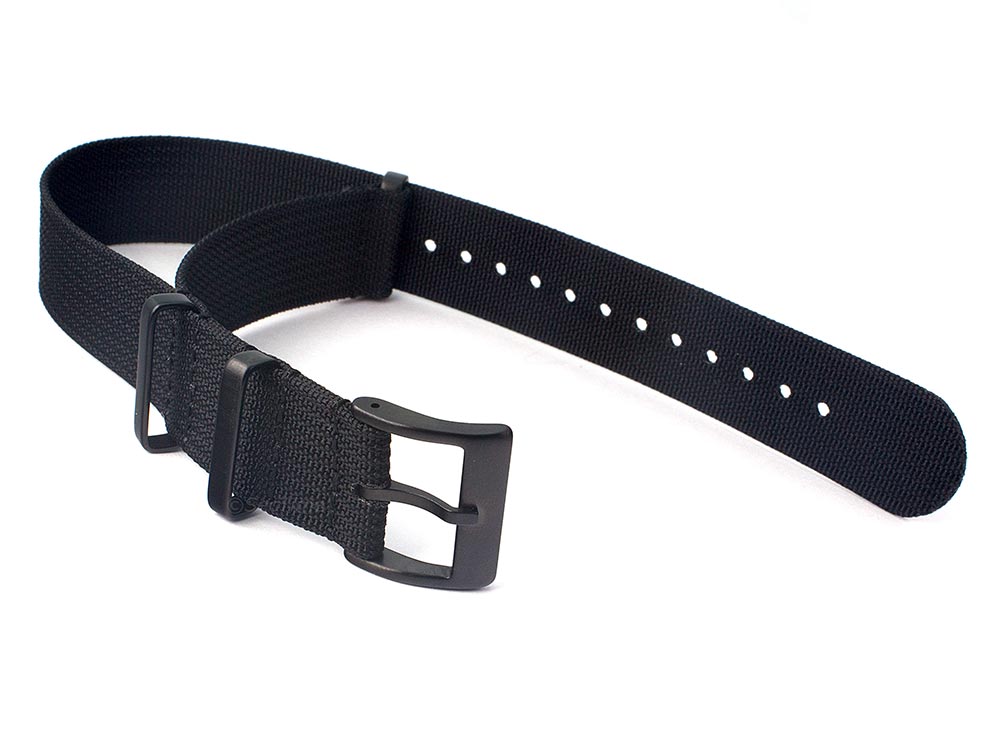 Ribbed Nylon Nato Watch Strap PVD Military Divers Black 02