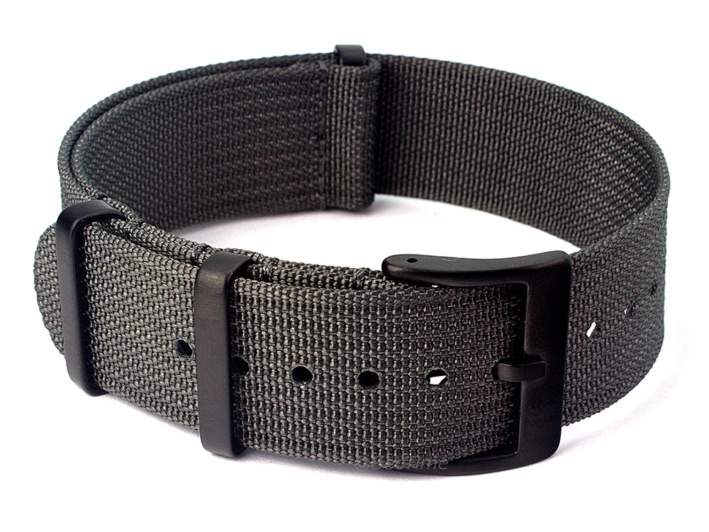 Ribbed Nylon Nato Watch Strap PVD Military Divers Ash Grey 01