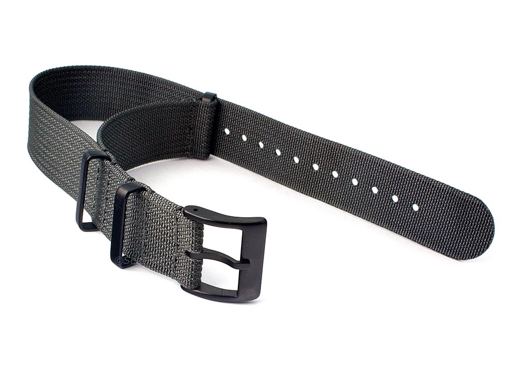 Ribbed Nylon Nato Watch Strap PVD Military Divers Ash Grey 02