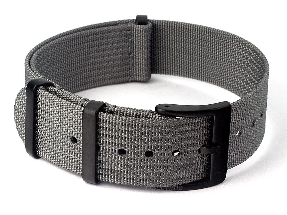 Ribbed Nylon Nato Watch Strap PVD Military Divers Grey 01