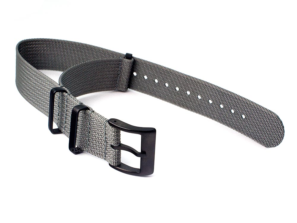 Ribbed Nylon Nato Watch Strap PVD Military Divers Grey 02