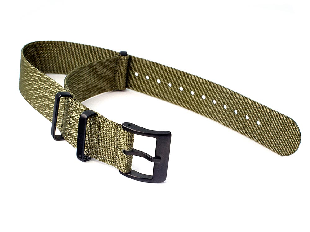 Ribbed Nylon Nato Watch Strap PVD Military Divers Olive Green 02