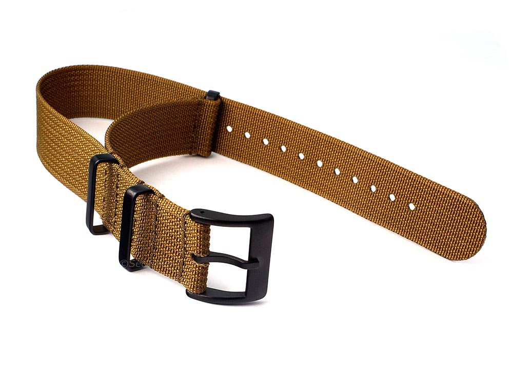 Ribbed Nylon Nato Watch Strap PVD Military Divers Khaki-Brown 02