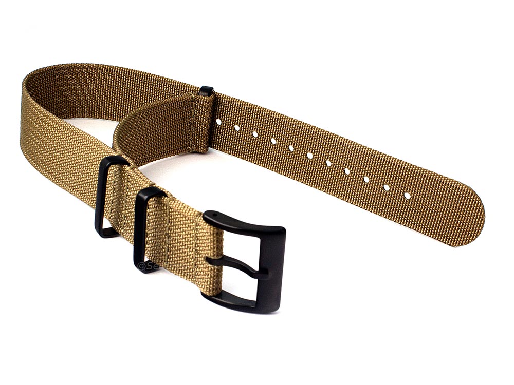 Ribbed Nylon Nato Watch Strap PVD Military Divers Khaki 02