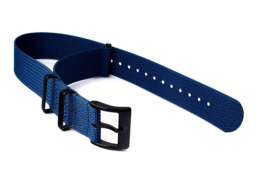 Ribbed Nylon Nato Watch Strap PVD Military Divers Navy Blue 02