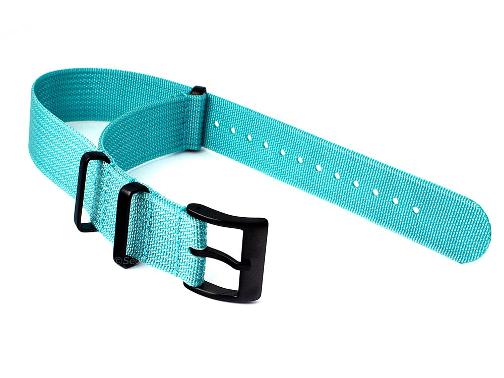 Ribbed Nylon Nato Watch Strap PVD Military Divers Turquoise 02