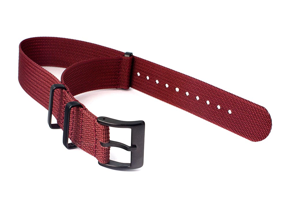 Ribbed Nylon Nato Watch Strap PVD Military Divers Maroon 02