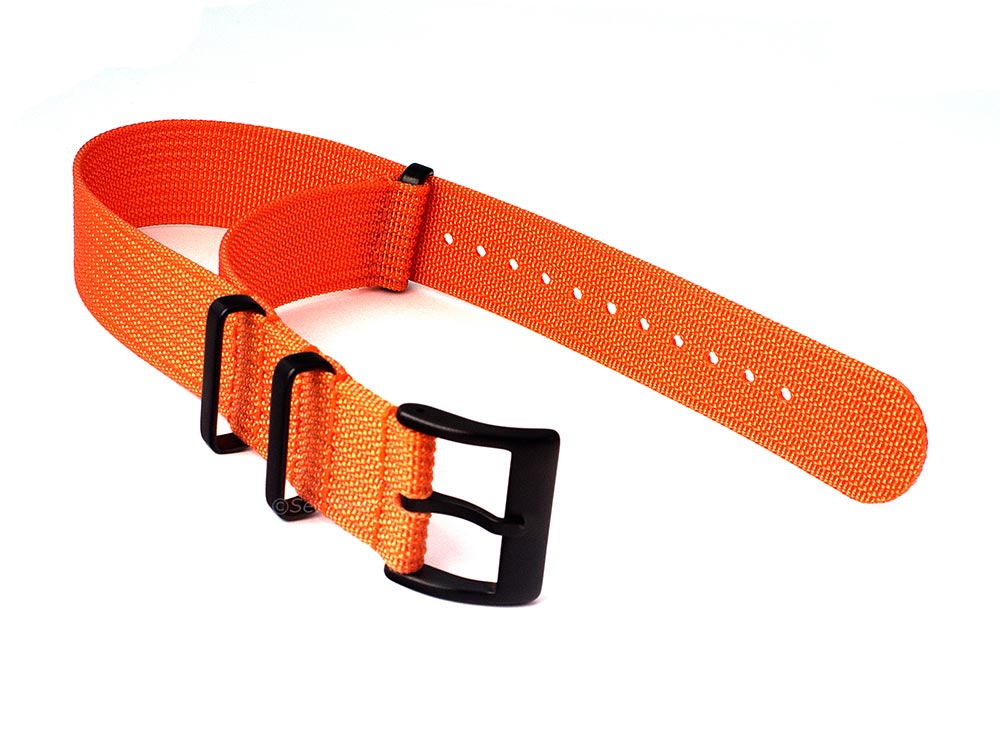 Ribbed Nylon Nato Watch Strap PVD Military Divers Orange 02