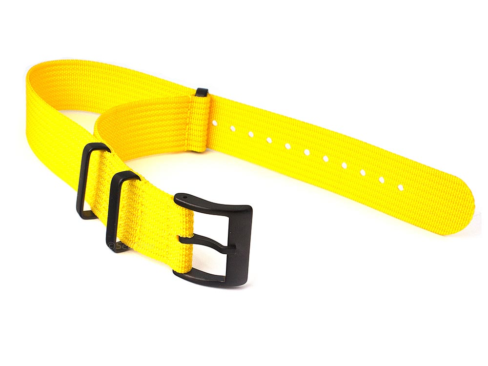 Ribbed Nylon Nato Watch Strap PVD Military Divers Yellow 02