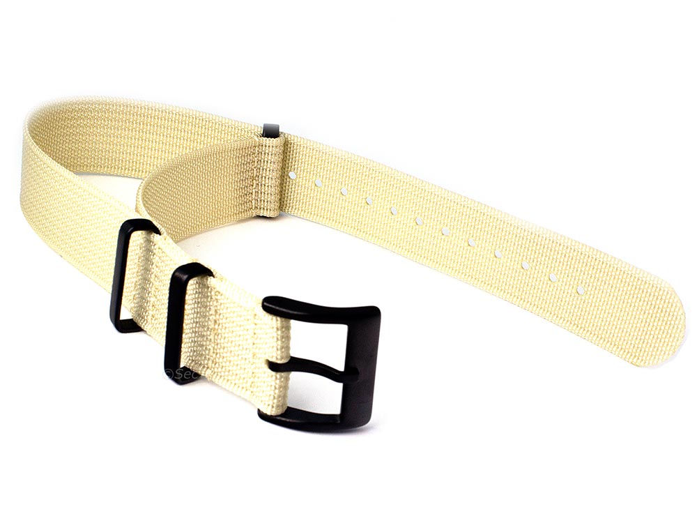 Ribbed Nylon Nato Watch Strap PVD Military Divers Beige 02