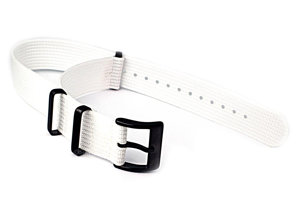 Ribbed Nylon Nato Watch Strap PVD Military Divers White 02