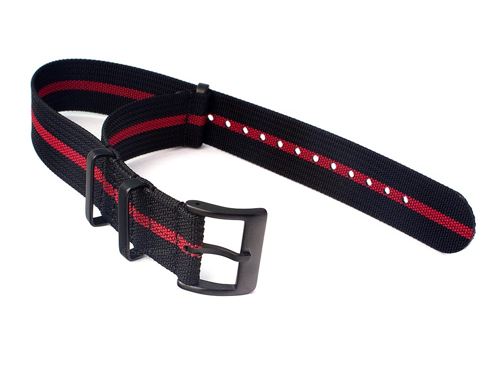 Ribbed Nylon Nato Watch Strap PVD Military Divers Black/Red (3) 02