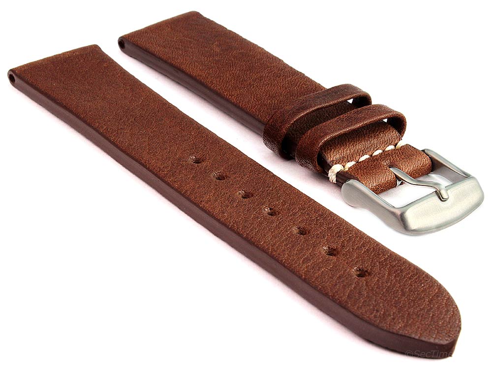 Genuine Leather Watch Strap Band Prague Dark Brown 20mm