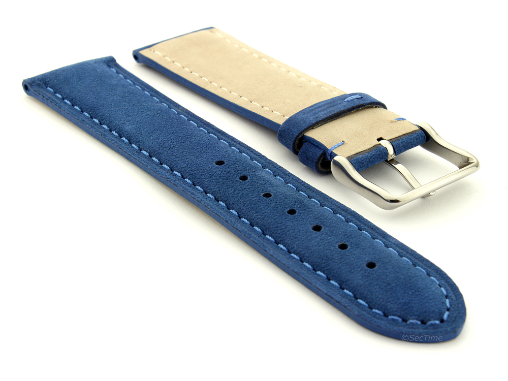 Suede Genuine Leather Watch Strap Teacher Blue 02