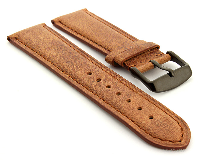 Flat Leather Watch Strap AA_12 with BB_12 Stitching Twister 01 02