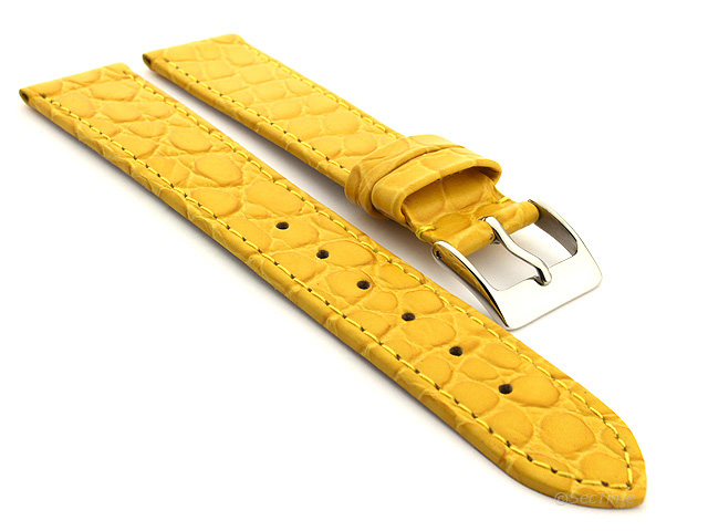 Genuine Leather Watch Strap Croco Arizona Yellow 14mm